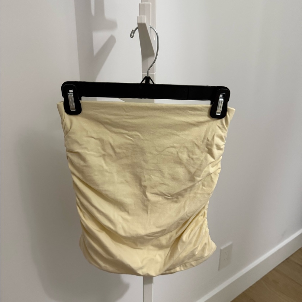 Heavy Manners Cream Ruched Mini Skirt